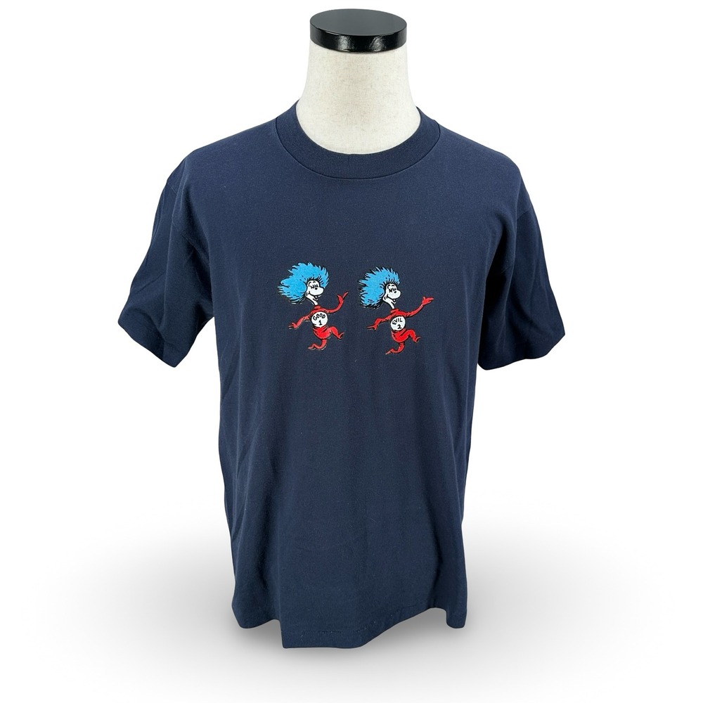 Vintage Dr Seuss Thing 1 &‎ 2 One Two Navy Blue T-Shirt Mens Large USA 90s